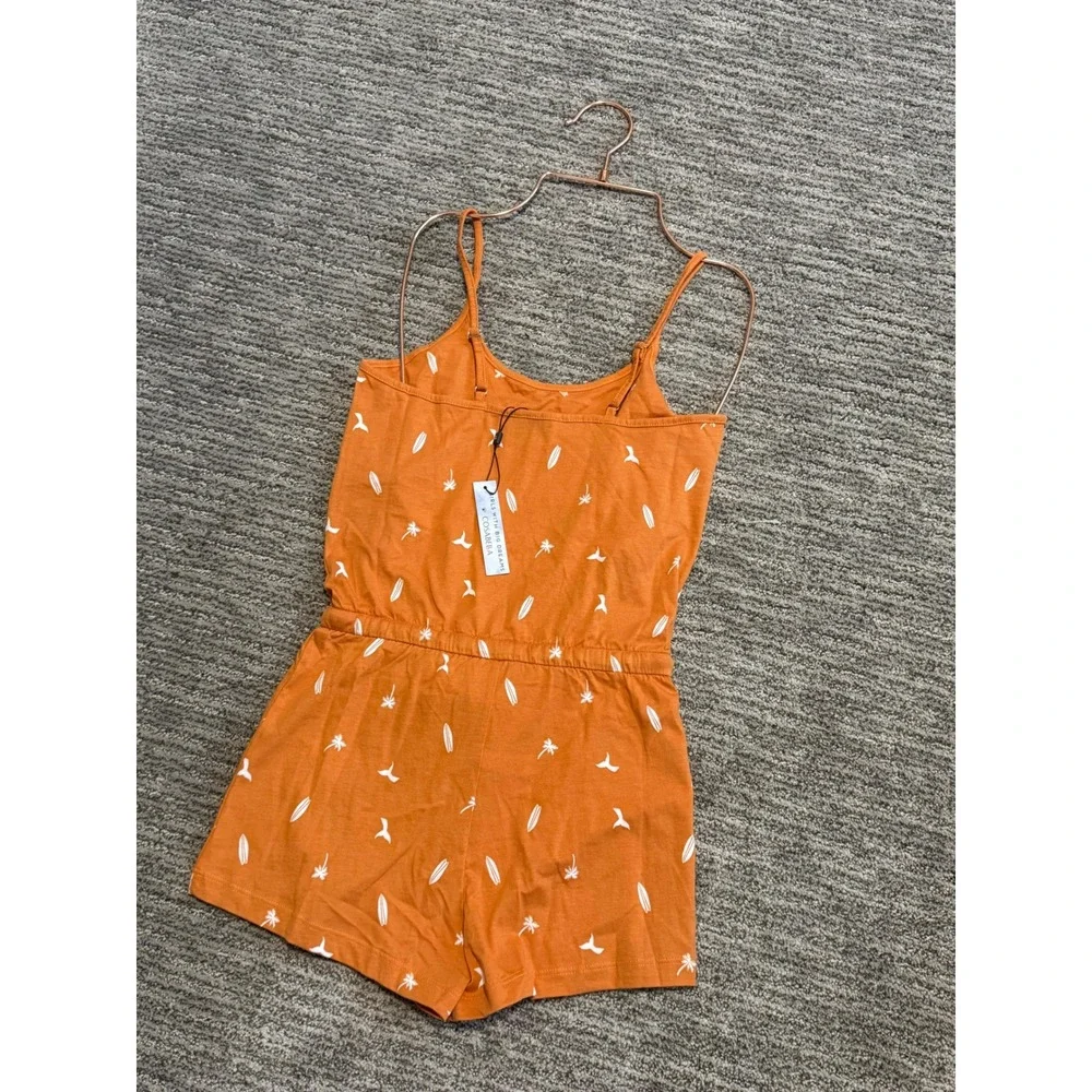 Cosabella Girls Burnt Orange Tropical Print Romper and Matching Backpack‎ Set L